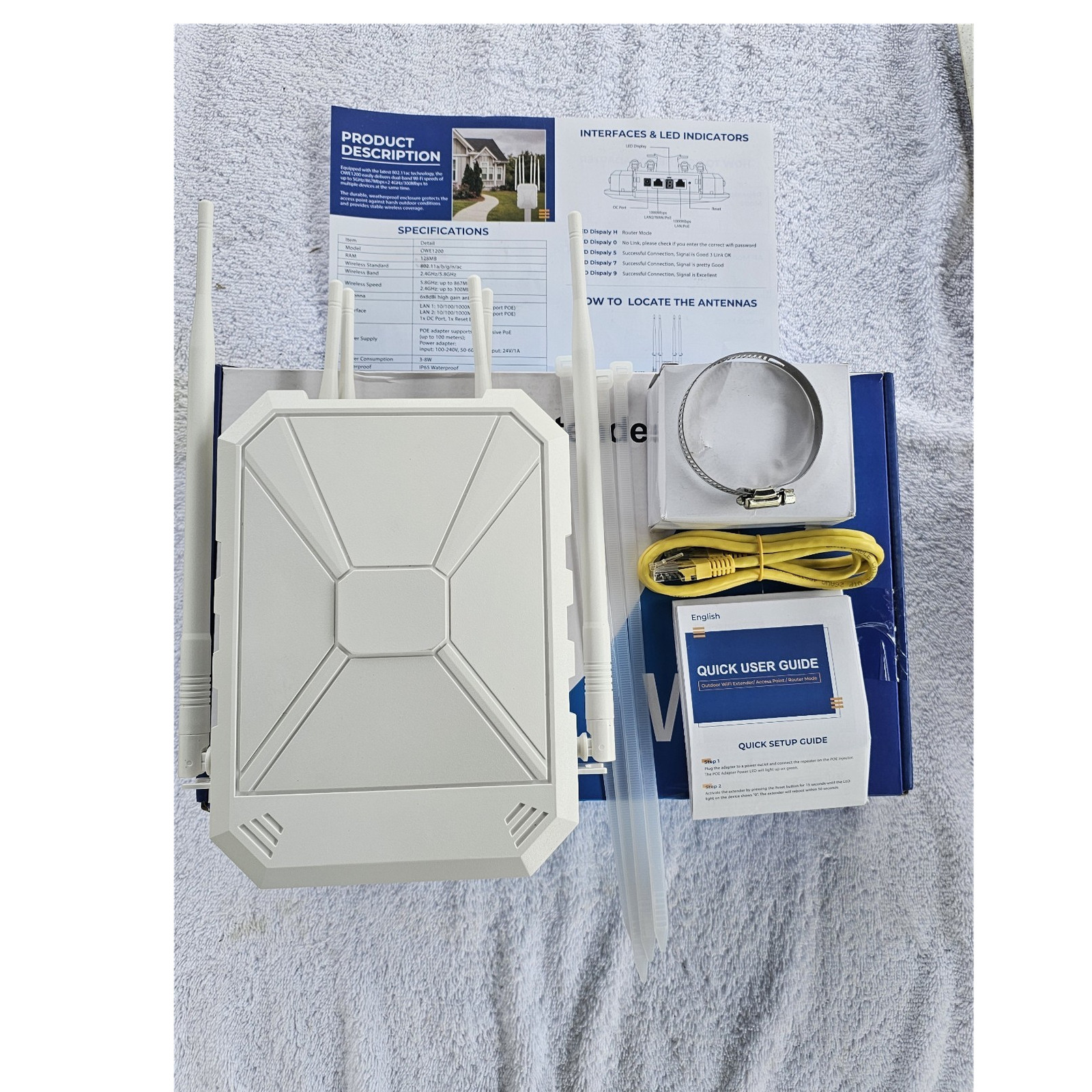 OWE1200 Outdoor Dual-Band WiFi Access Point, IP65 Waterproof, 1200Mbps
