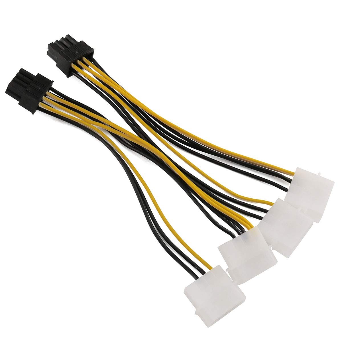 2PCS 20Cm Dual Molex 4-Pin Male to 8-Pin Male PCI Express Power