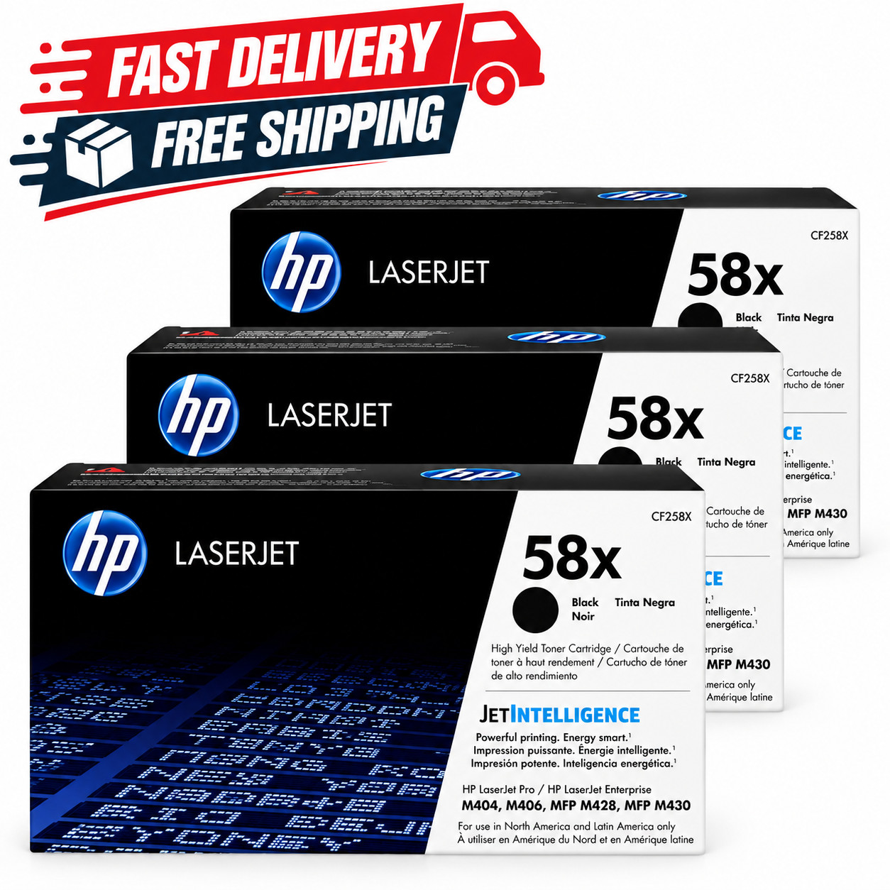 ✅ HP 58X High Yield Black Toner 3-Pack | CF258X | For LaserJet Pro M404 M428 MFP