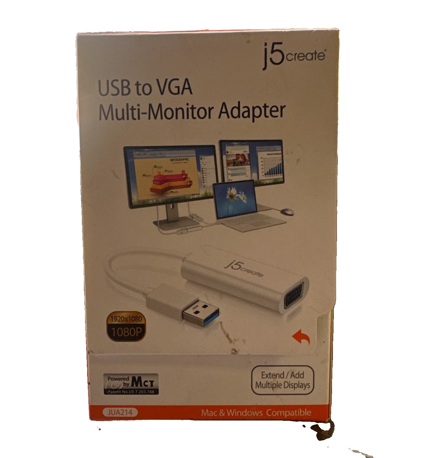j5create JUA214 USB 3.0 to VGA Adapter 1080p Multi-Monitor White