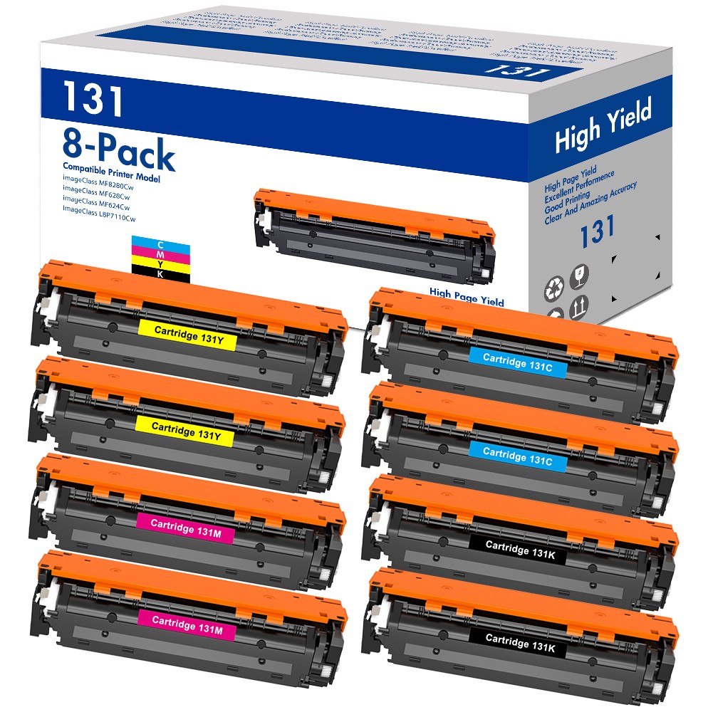 8PK 2 Pack CRG-131 Black Toner Compatible for Canon 131 ImageClass MF628Cw MF624