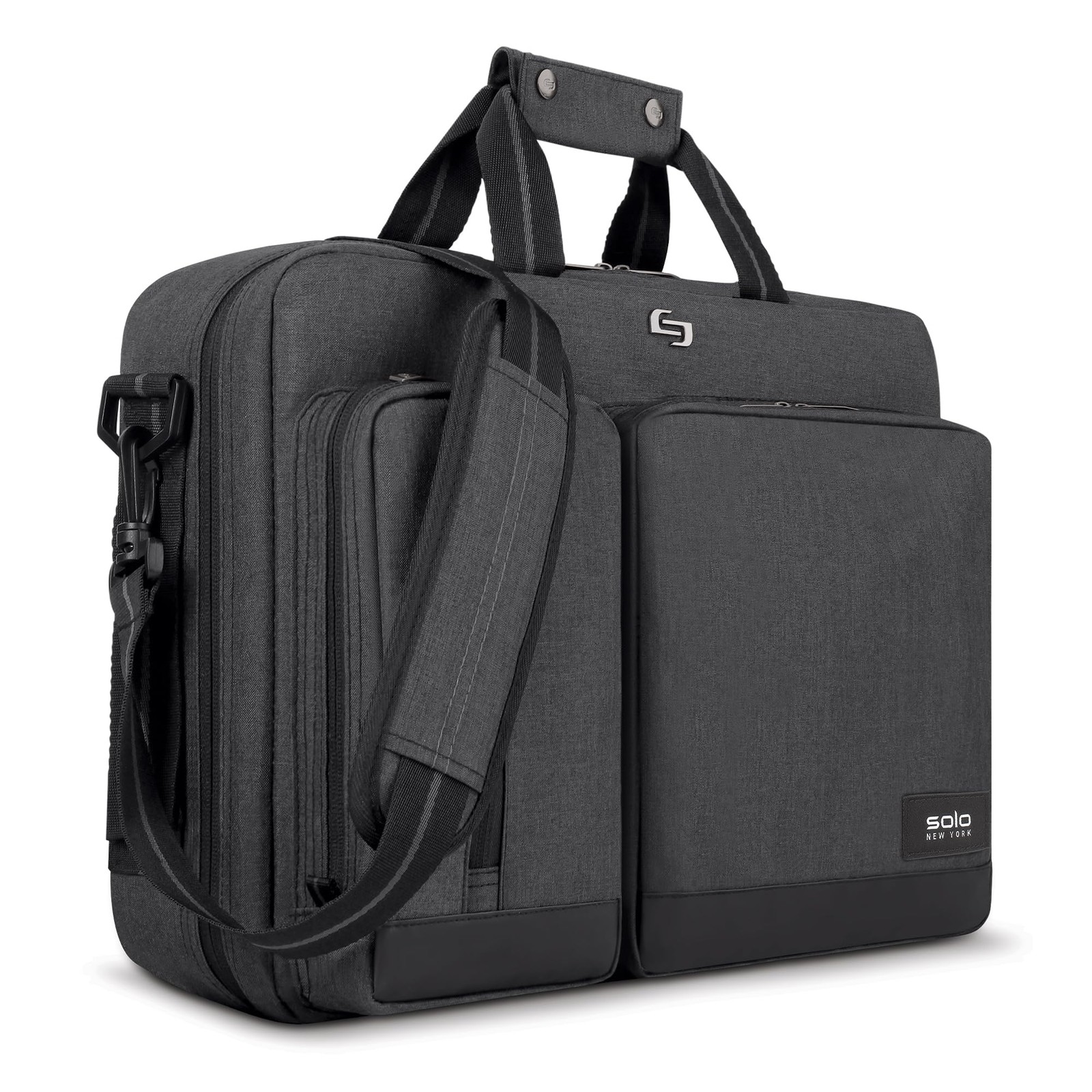 Solo New York Briefcase Laptop Bag 15.6 in Gray Black Polyester UBN310-10