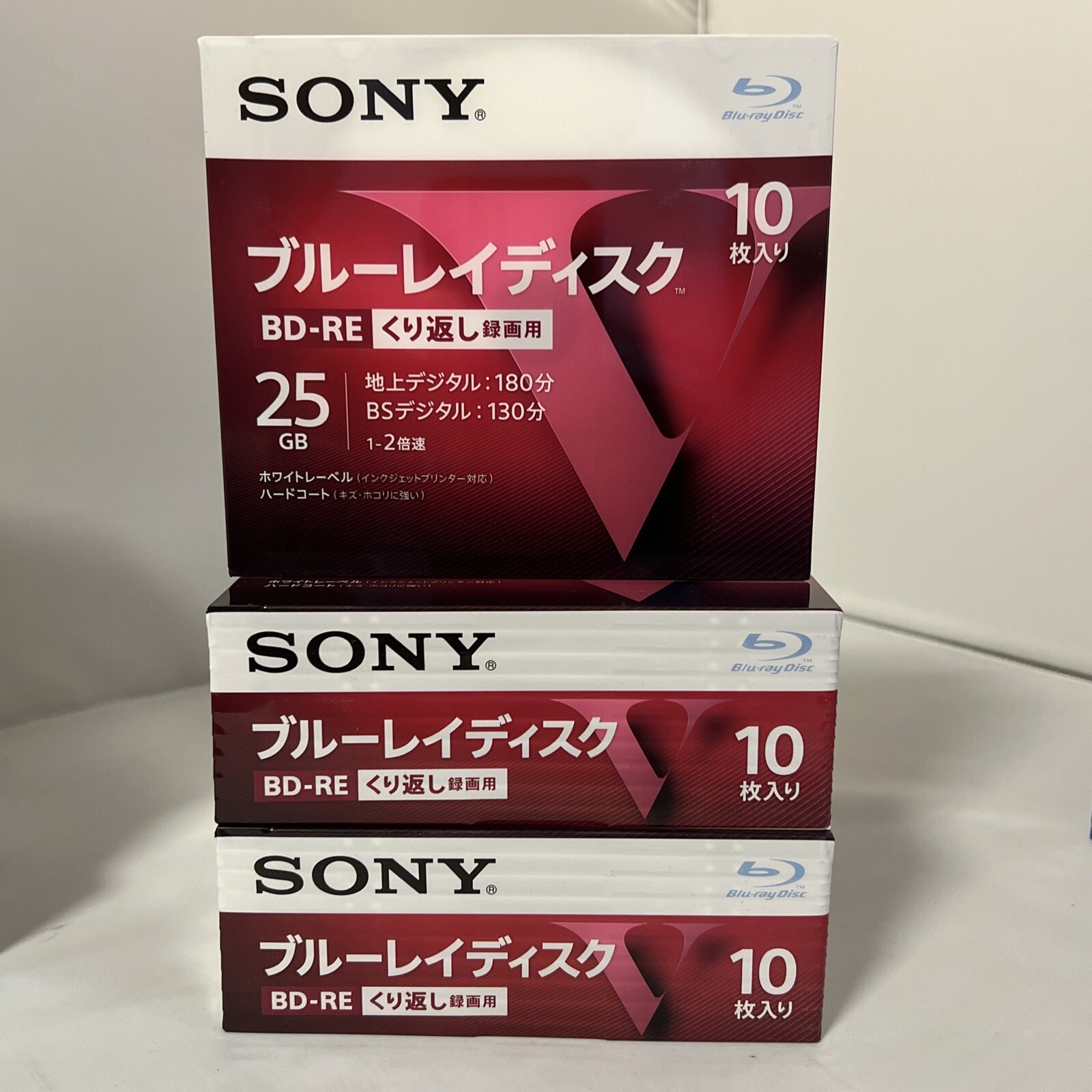 Sony BD-RE 25GB 2X video blu ray - Lot Of 3 - 10 Disc Per pack - Japan