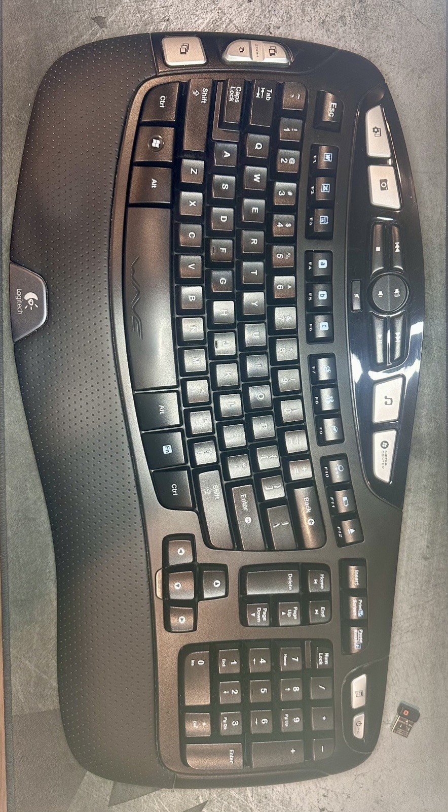 Logitech K350 Wireless Wave Ergonomic Keyboard Black with USB Dongle Tested