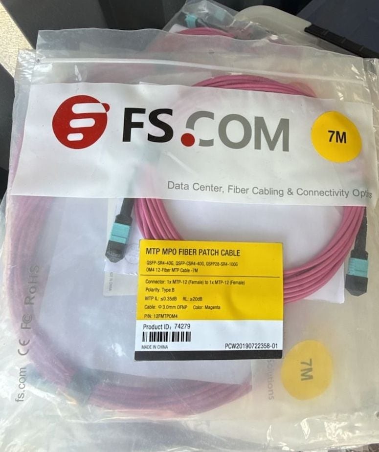 FS.COM MTP MPO Fiber Patch Cable 7M OM4 12-Fiber MTP Cable 7M