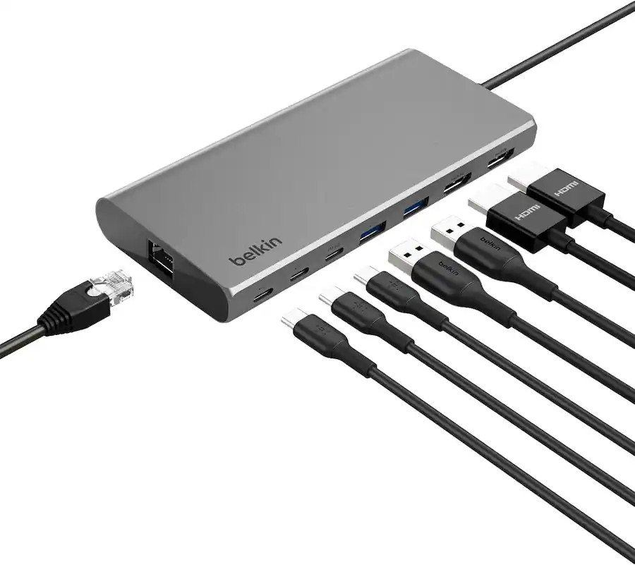 Belkin Universal USB-C 8-in-1 Dual Display Core Hub Dock - INC015BTSGY -OPEN BOX