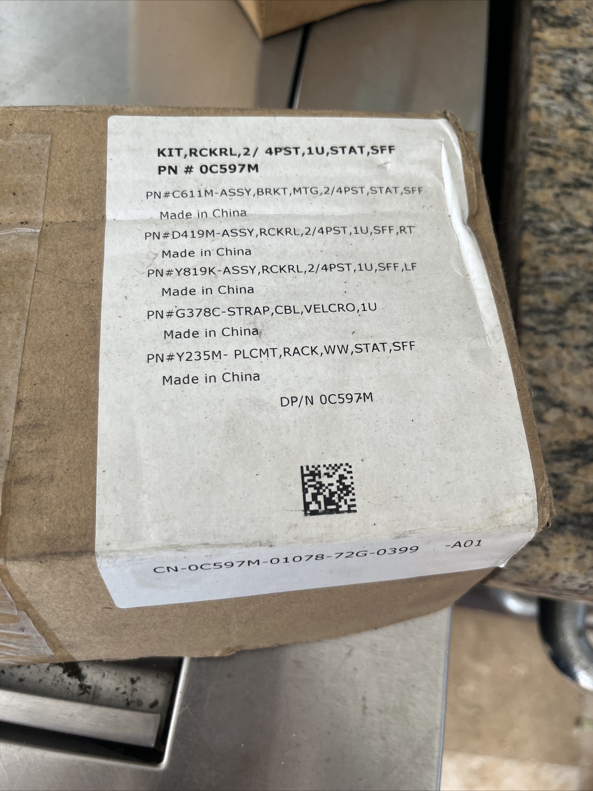 KIT RCKRL 2 4PST, 1U, STAT, SFF PN #0C597M