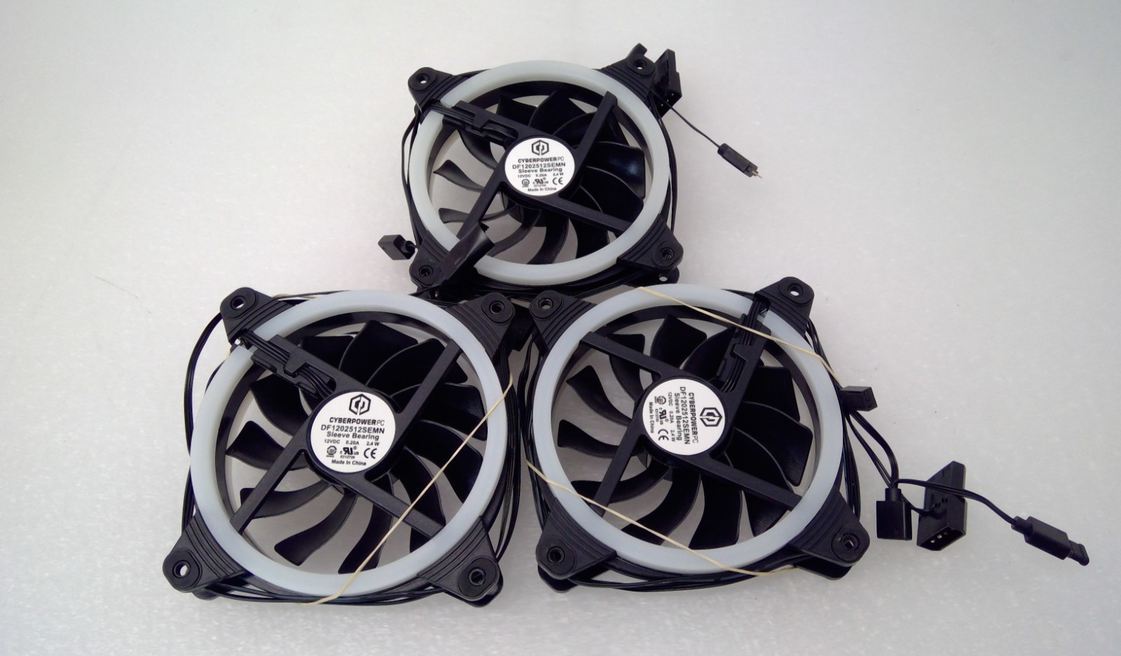 Lot of 3 CyberPower PC Case Cooling Fan 120mm DF1202512SEMN  12VDC 0.2A