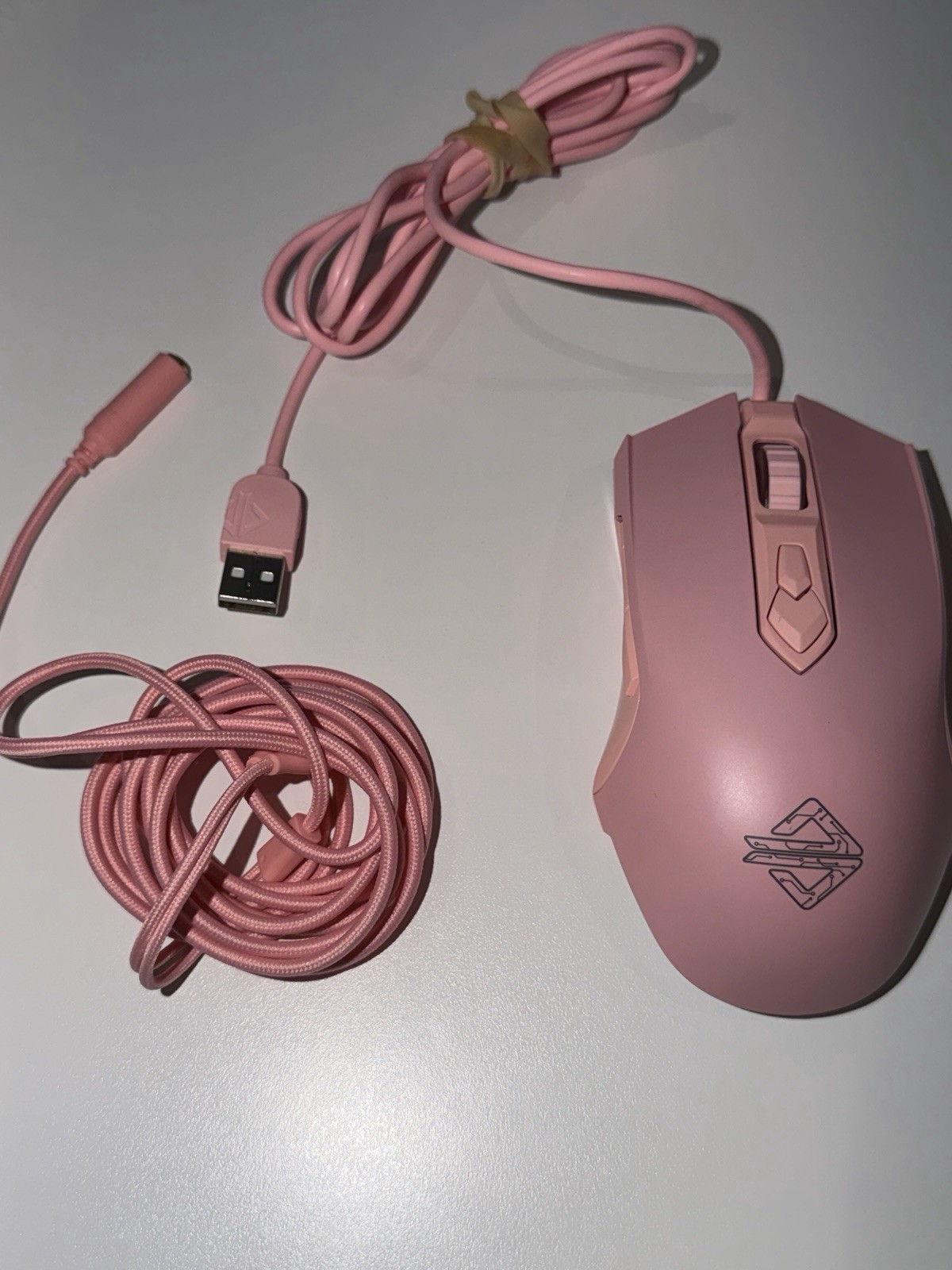 Ajazz AJ52 Pink Wired RGB Gaming Mouse Optical 7 Button Backlit Braided Cable