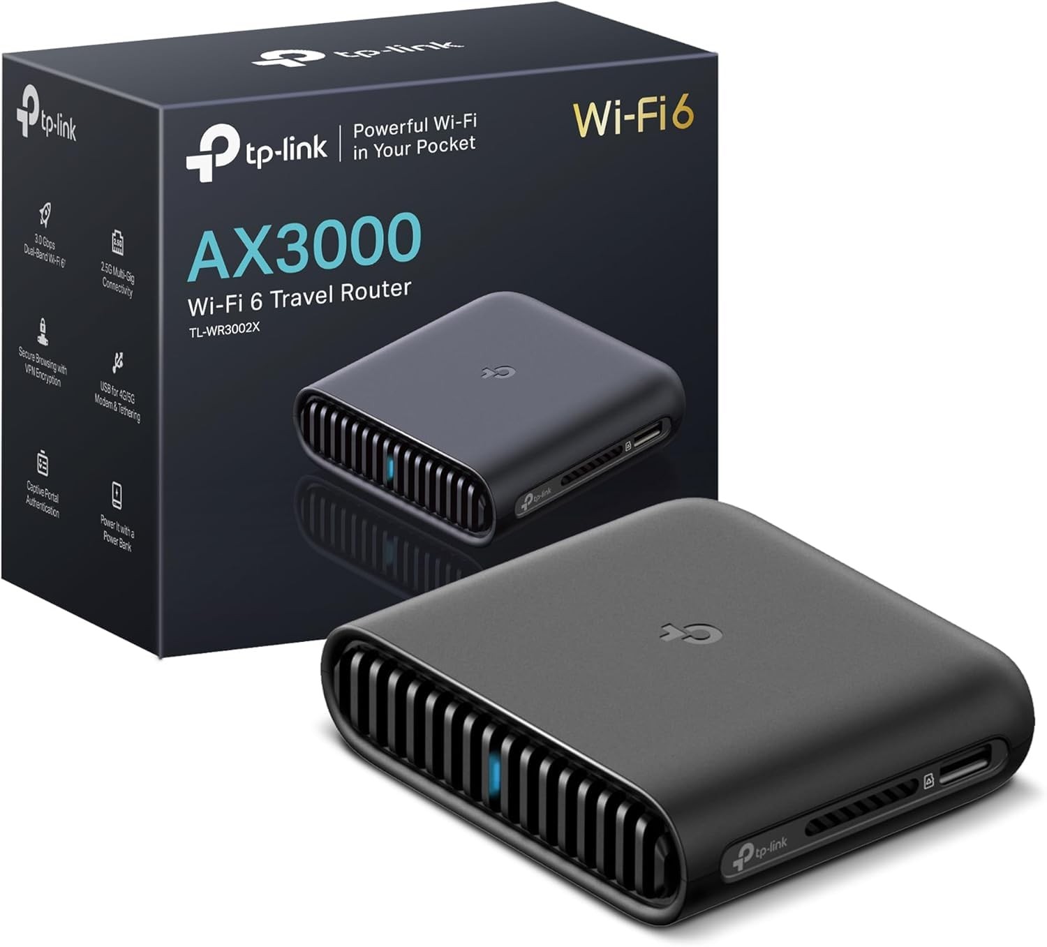 TPLink Roam 6 AX3000 DualBand WiFi 6 Travel Router TLWR3002X