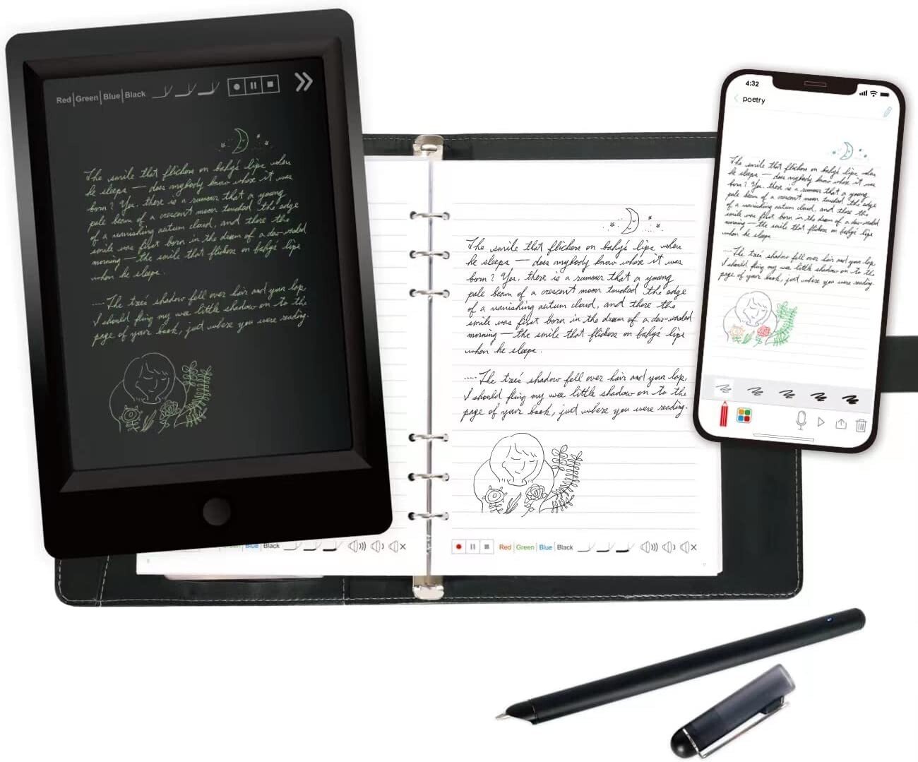 Ophaya 3 in 1 Digital Pen Smart Pen Includes Smartpen, reusable writing board.