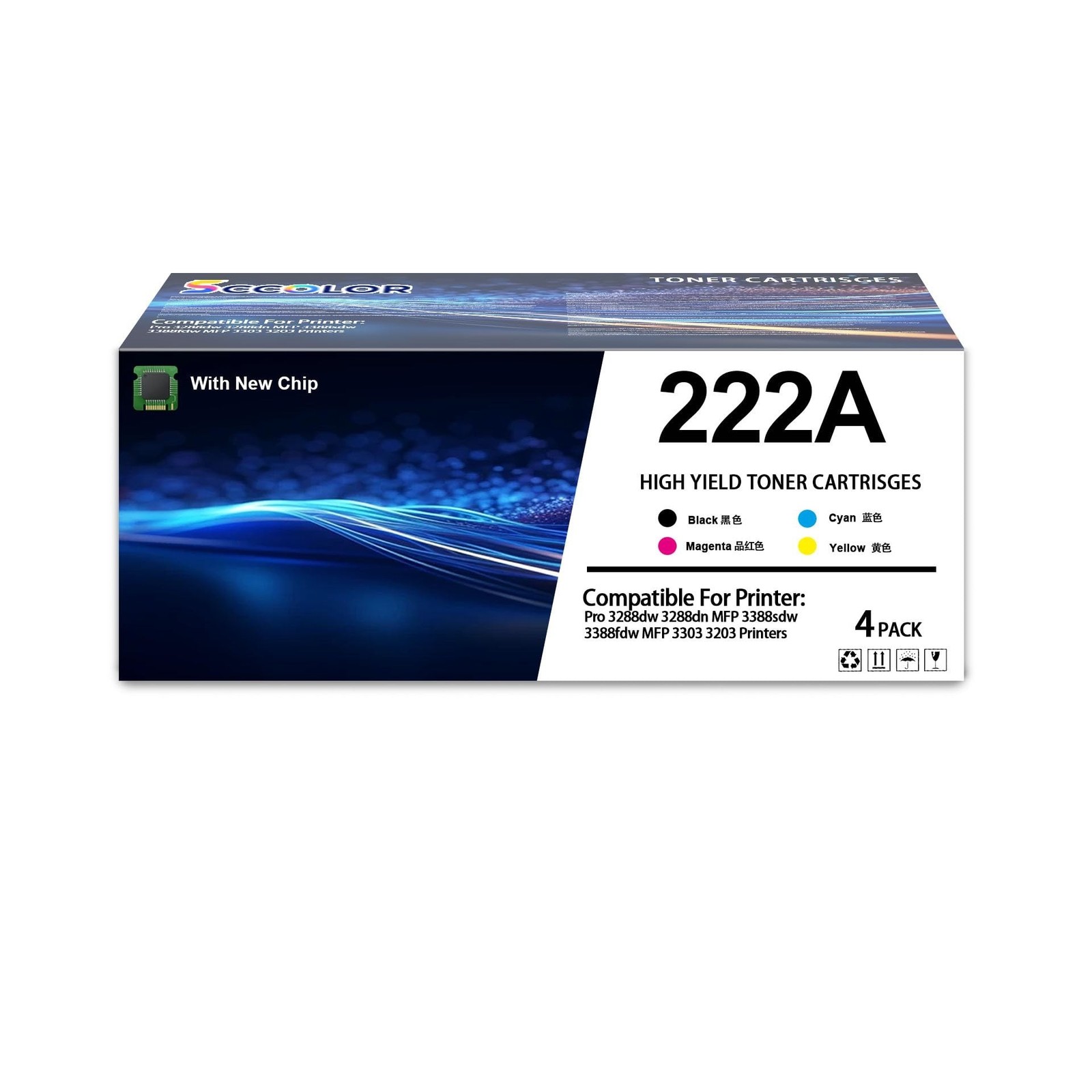 222A Toner Cartridge (with New Chip) High Capacity Compatible with 222A W2220...