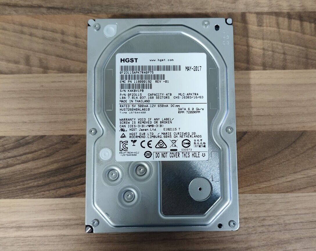 4TB HGST hard drive HDD | Internal EMC 7200 RPM | 3.5\