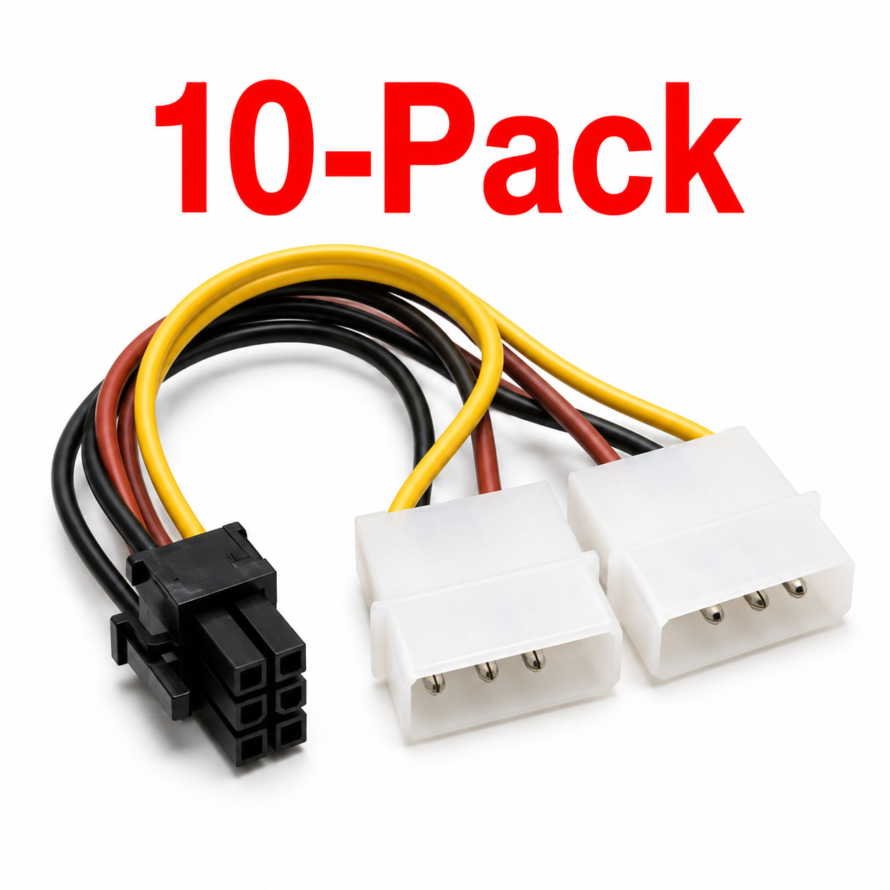 Molex 4Pin to 6Pin PCI-E Video Card Power Adapter Cable (10-Pack)