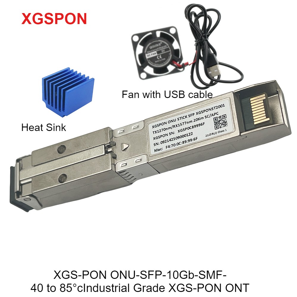 10G XGSPON ONU Stick with Mini Fan & 8311 firmware 20KM SC/APC 1270/1577nm 