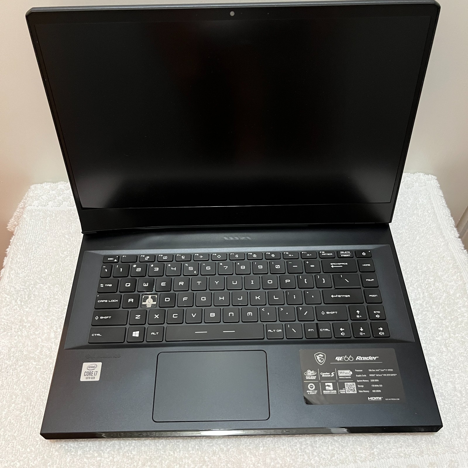 MSI GE66 Raider 15.6” 240Hz i7-10750H RTX 2070 Super 32GB RAM 1TB SSD - READ