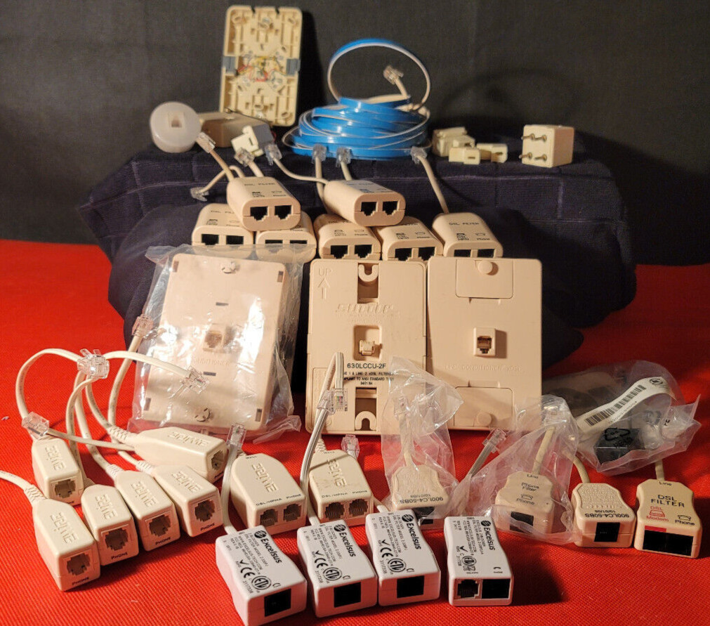 32 Pcs MIX LOT OF PHONE DSL LINE CONDITIONERS KIT-2BS FILTER + 630LCCU-2F & MORE