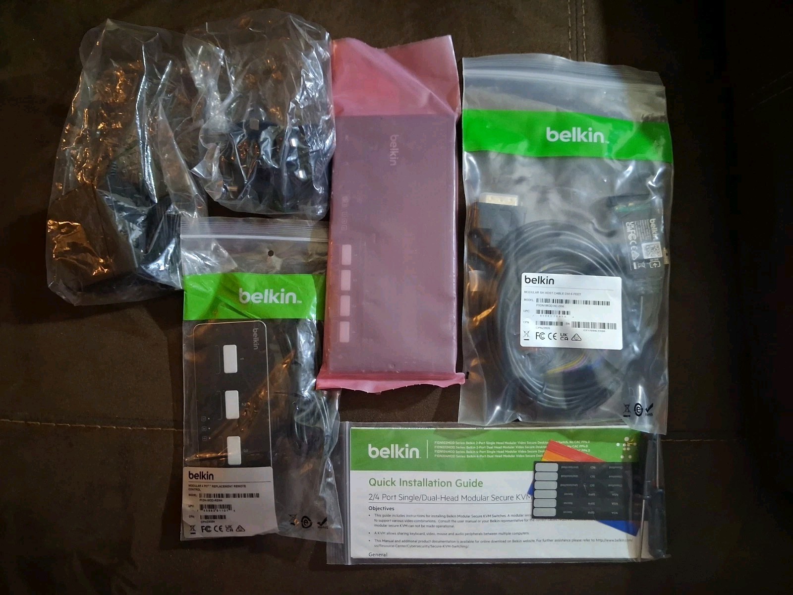 Belkin Bundle Modular Secure 4-Port Dual-Head KVM Switch w/ Remote & Cables