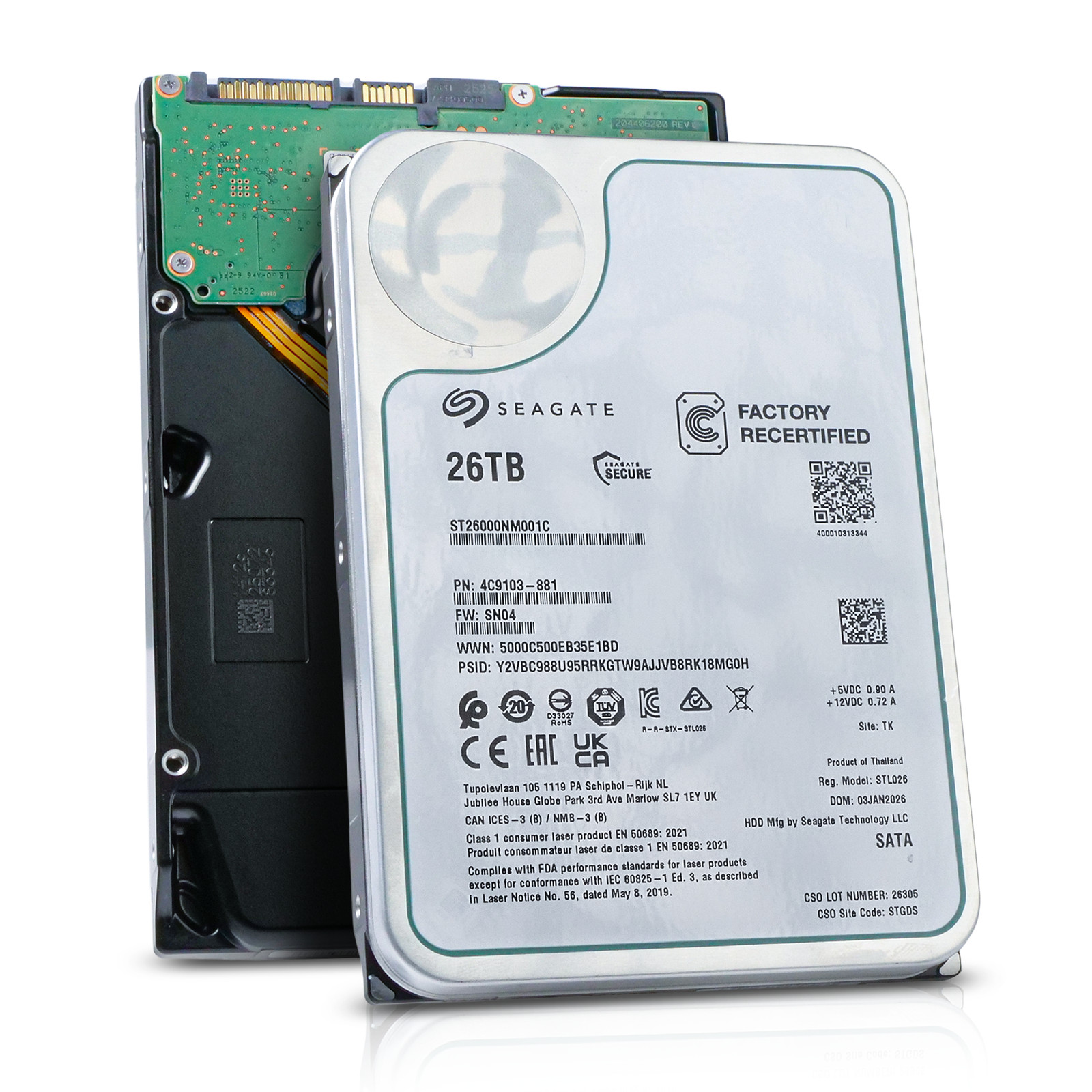 Seagate Exos 26TB ST26000NM001C 7.2K RPM SATA 6Gb/s 512e 3.5" Enterprise HDD