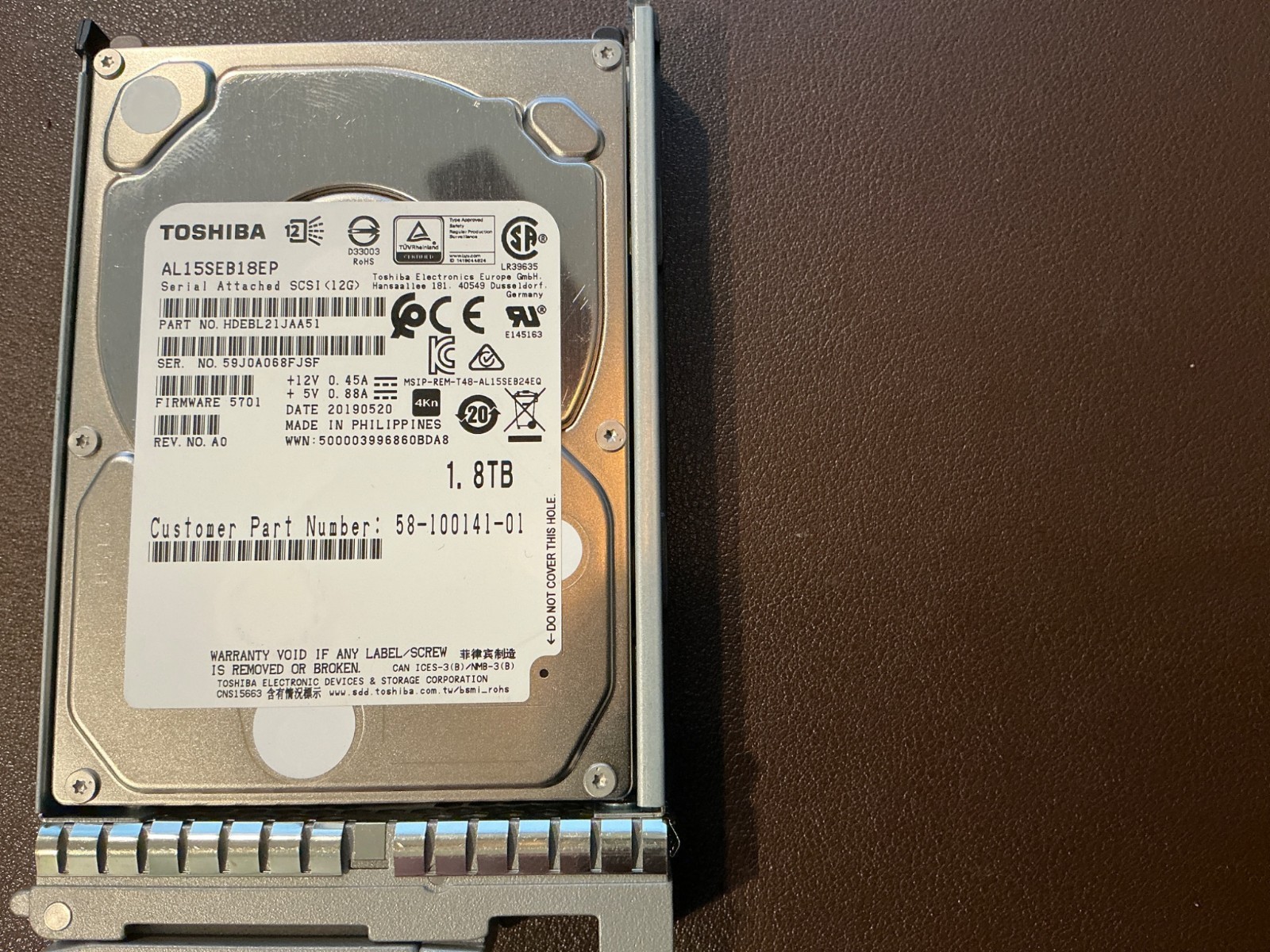 Cisco UCS-HD18TB10KS4K 1.8TB 10K 12G SAS 2.5in 4Kn SFF HDD Caddy