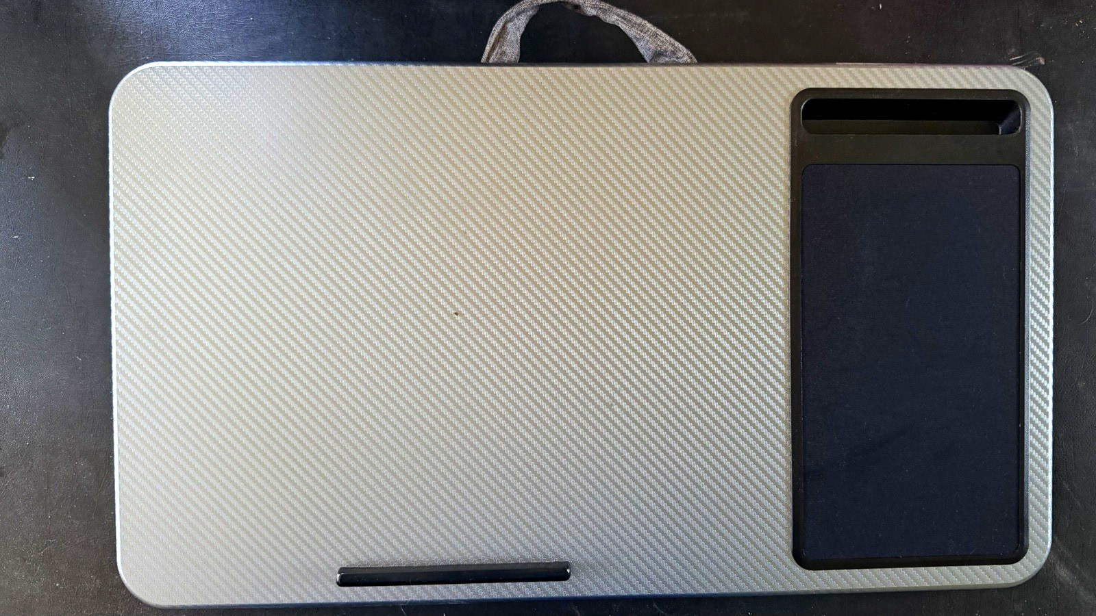 LapGear Home Office Lap Desk Silver Carbon Mouse Pad Phone Holder Cushioned