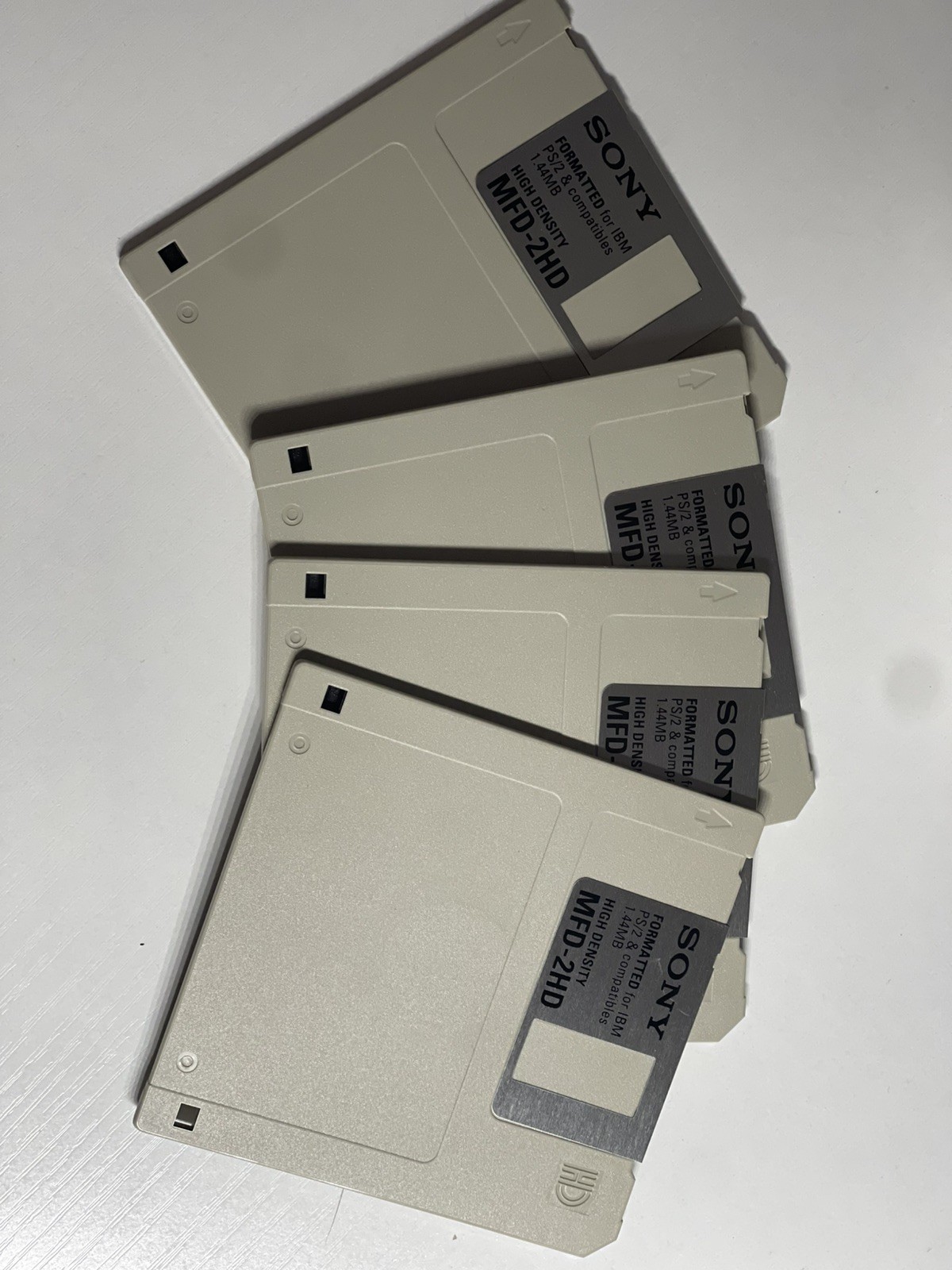 Lot of 4 Sony MFD-2HD Blank Micro Floppydisk 1.44 MB High Density for IBM PS/2