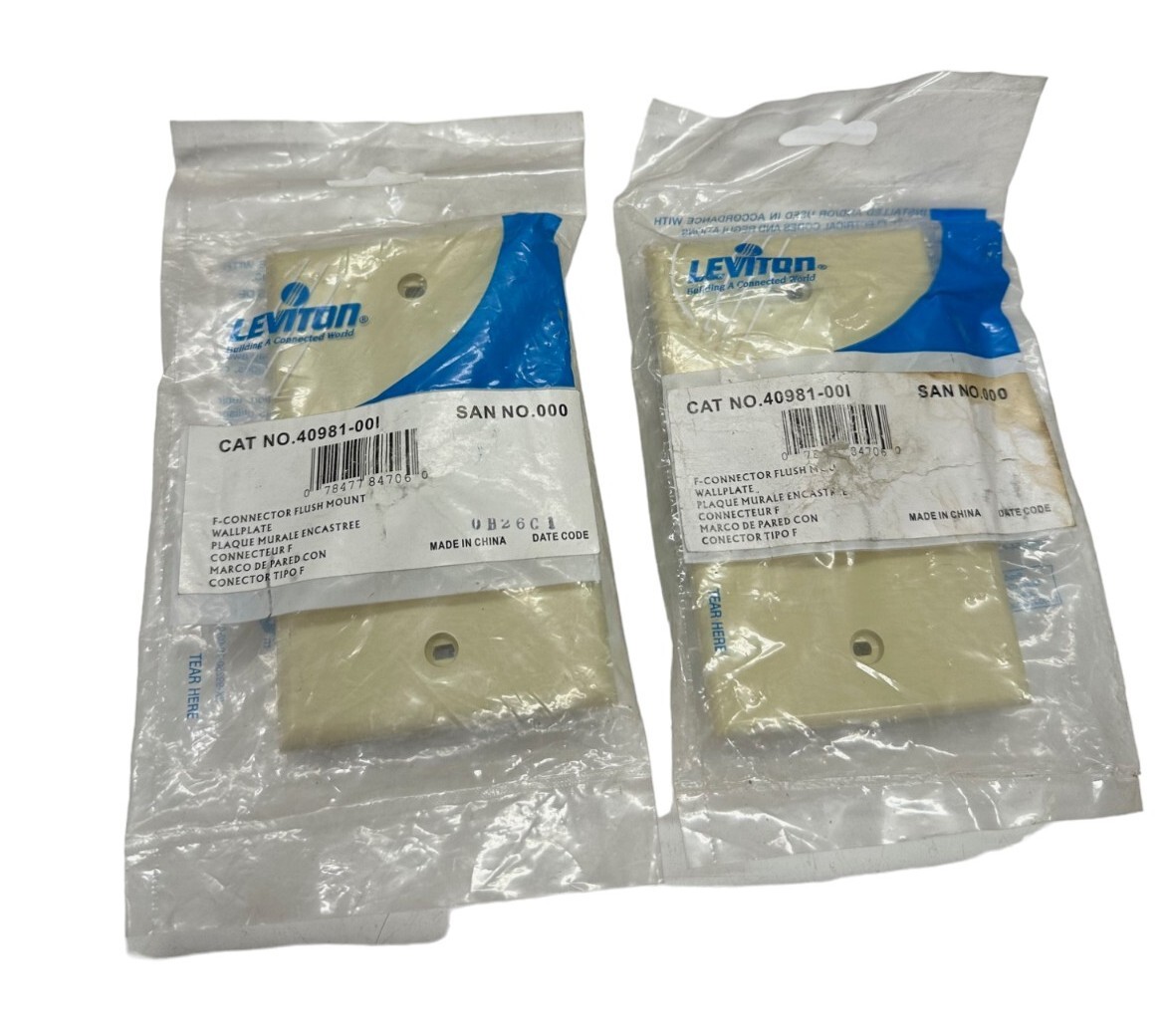 LEVITON 40981-00I F-Connector Flush Mount Wallplate (LOT OF 2) **SALE**