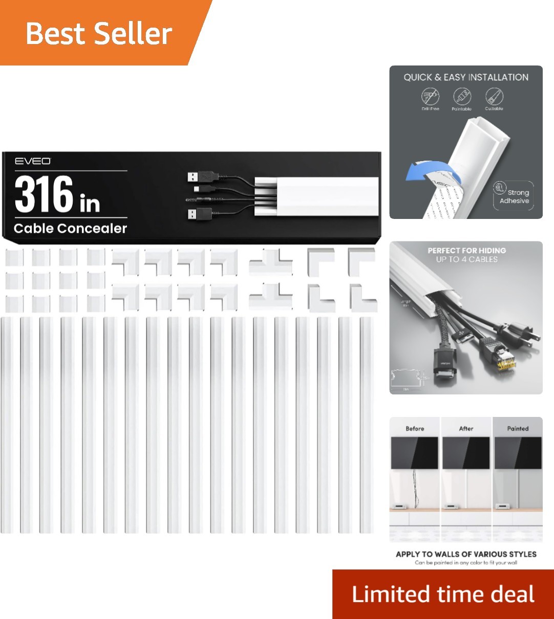 Self-Adhesive Wall Cable Hider - Discreet Cord Concealer for Modern Interiors