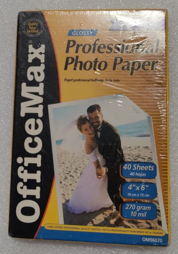 Office Max Professional Photo Paper, 40 Sheets, 4 x 6, Glossy, New And Improved