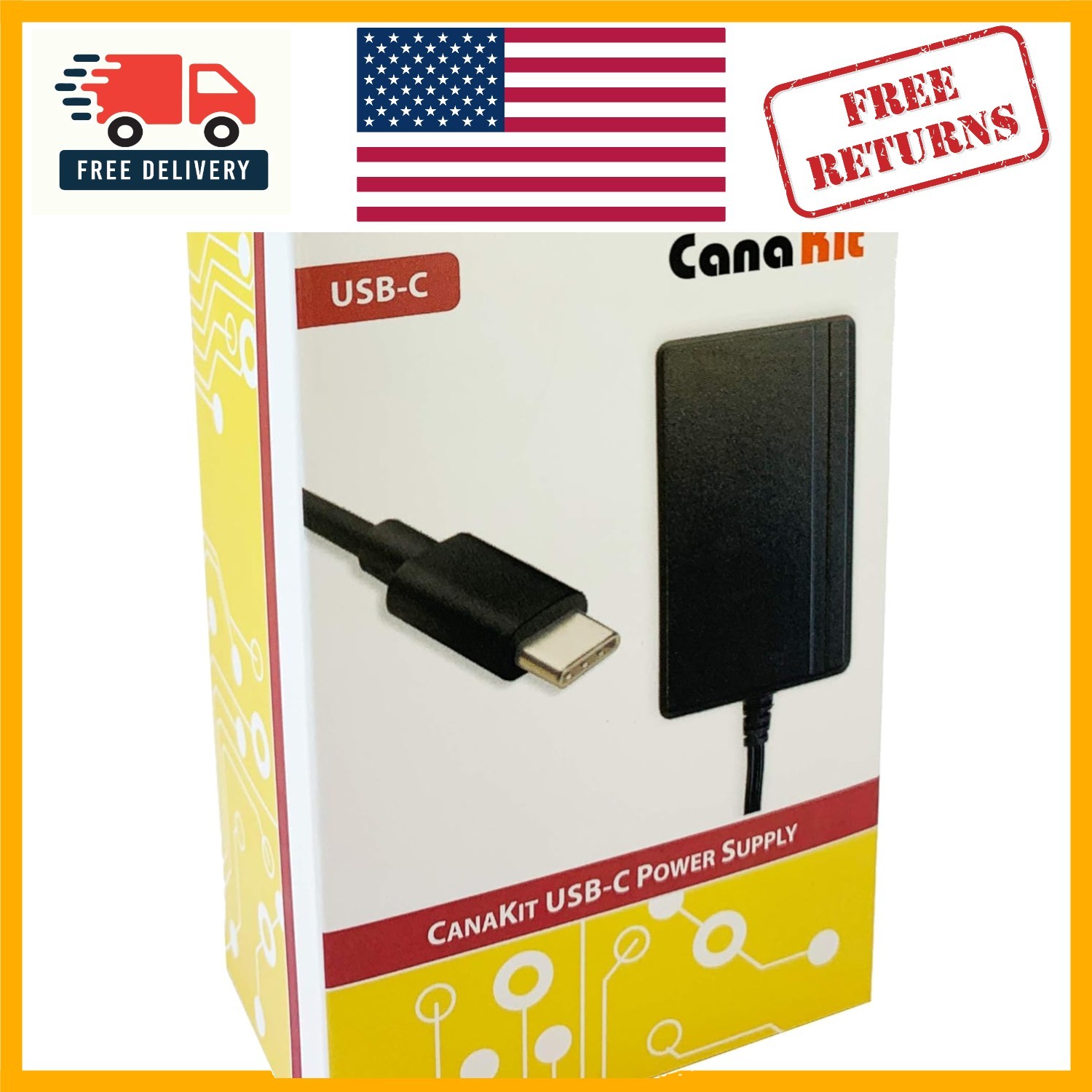 3.5A Raspberry Pi 4 USB-C Power Supply with Noise Filter - Stable & Durable