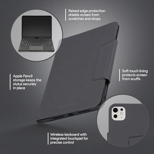INCIPIO - KEYBOARD FOLIO FOR IPAD PRO 12.9", SLIM PROTECTIVE CASE -  SILVER GRAY