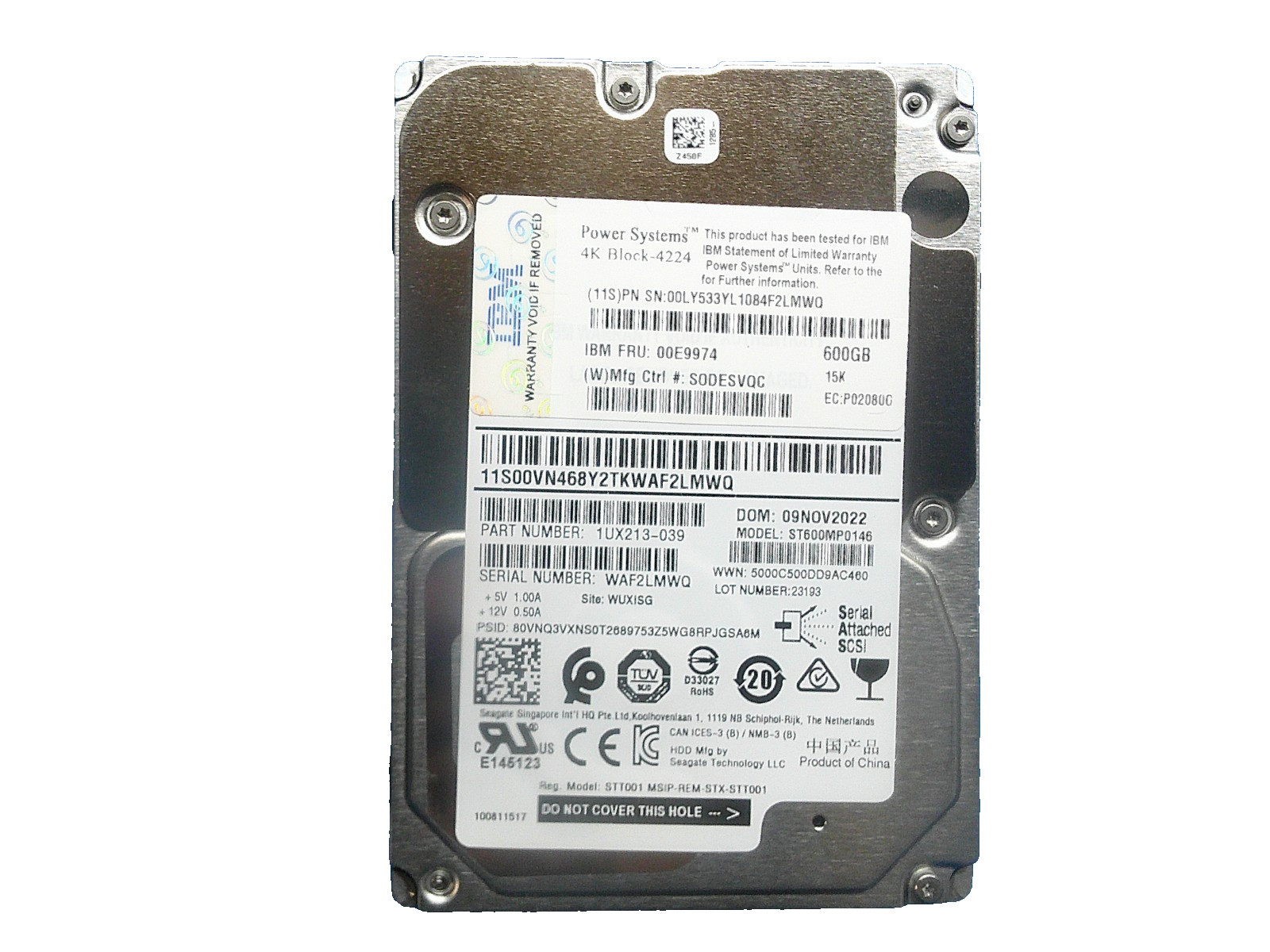 IBM 00E9974 600GB 2.5"15K High-Performance SAS SFF-3 4K-BLOCK 4096 HDD Hard Disk