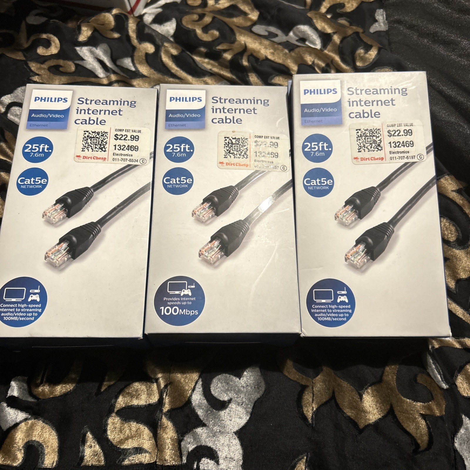 Philips Ethernet Streaming Internet Cable - 25ft pack of 3 