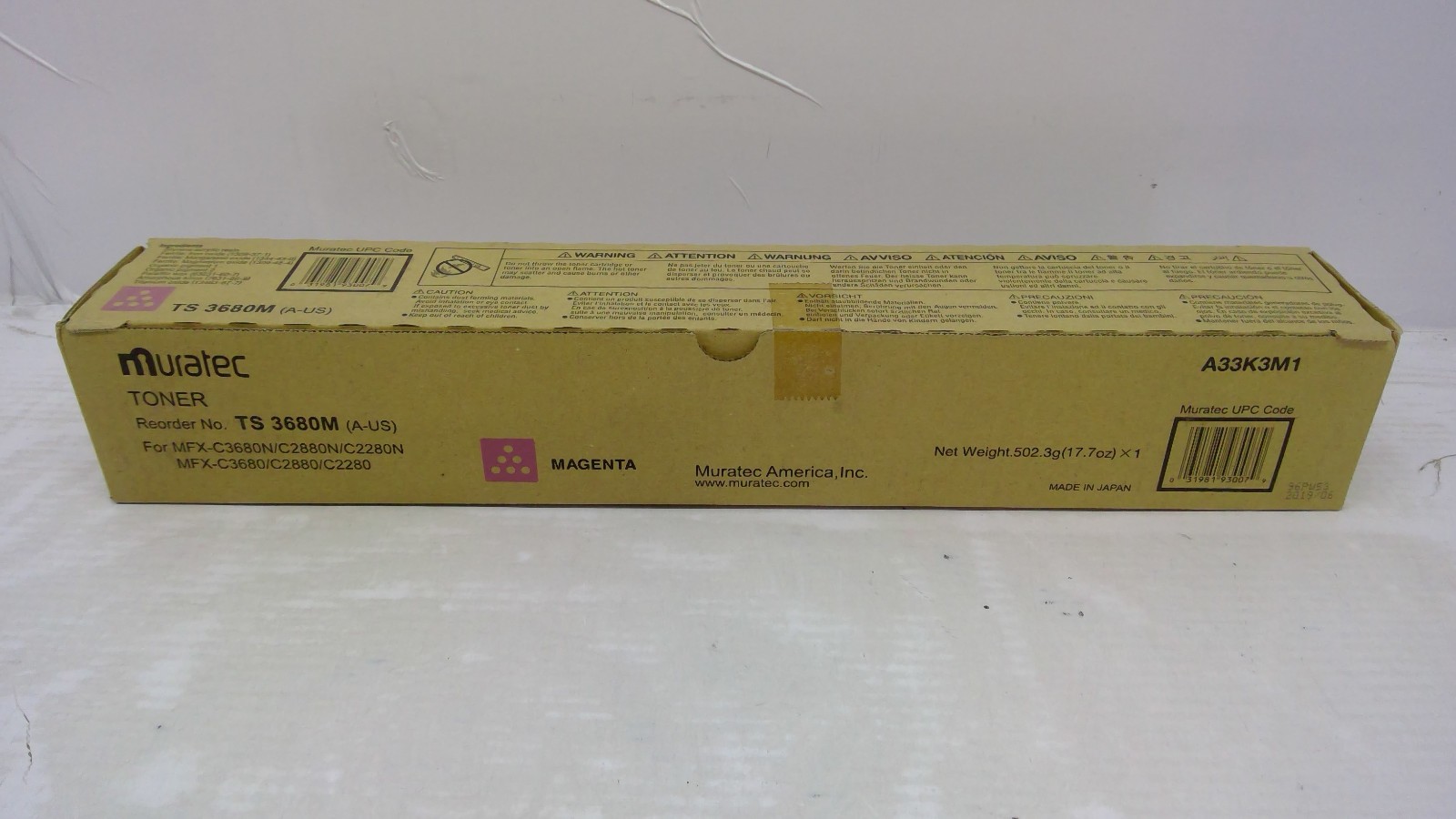 Genuine Muratec TS 3680M Magenta Toner Cartridge A33K3M1