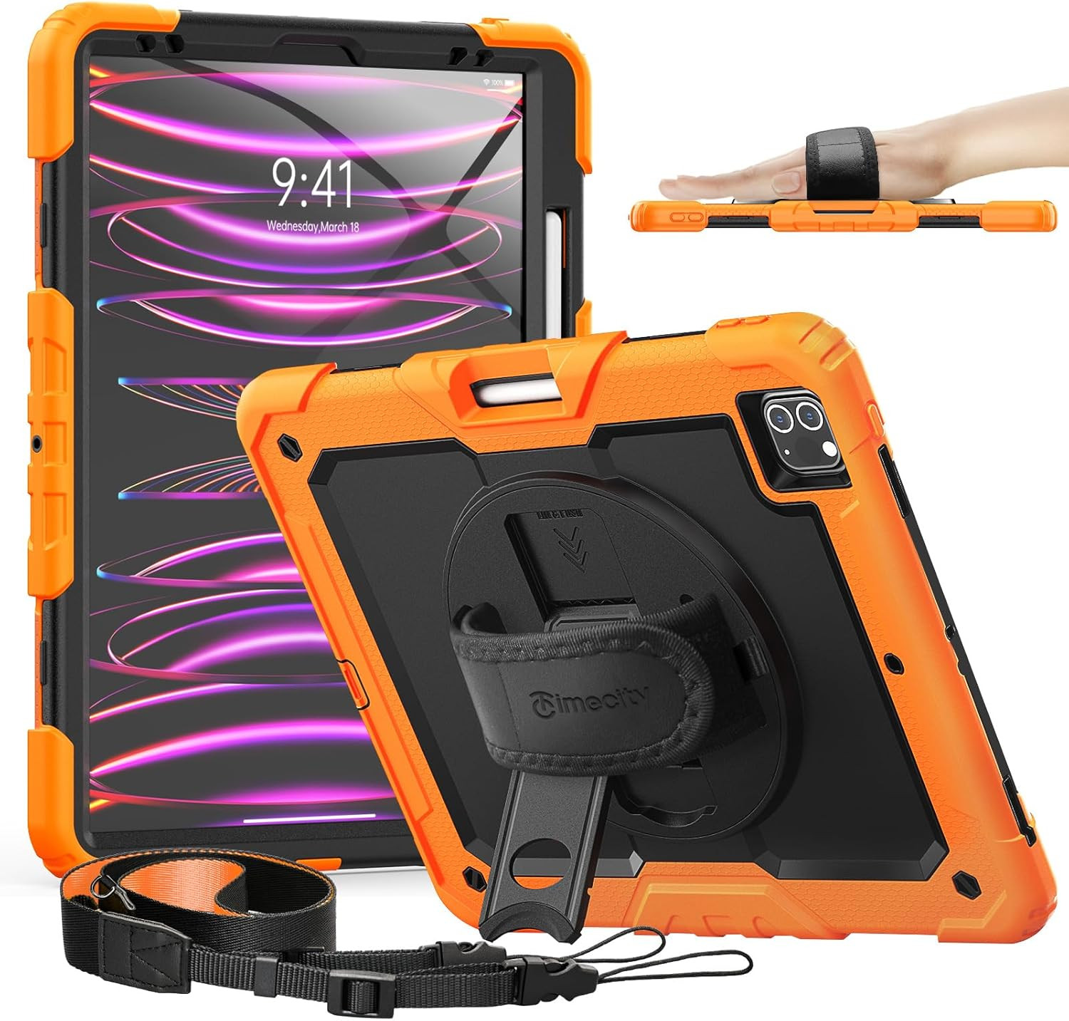 for Ipad Pro 12.9 Case 6Th/5Th/4Th/3Rd Gen, 360° Rotating Stand, Pencil Holder &