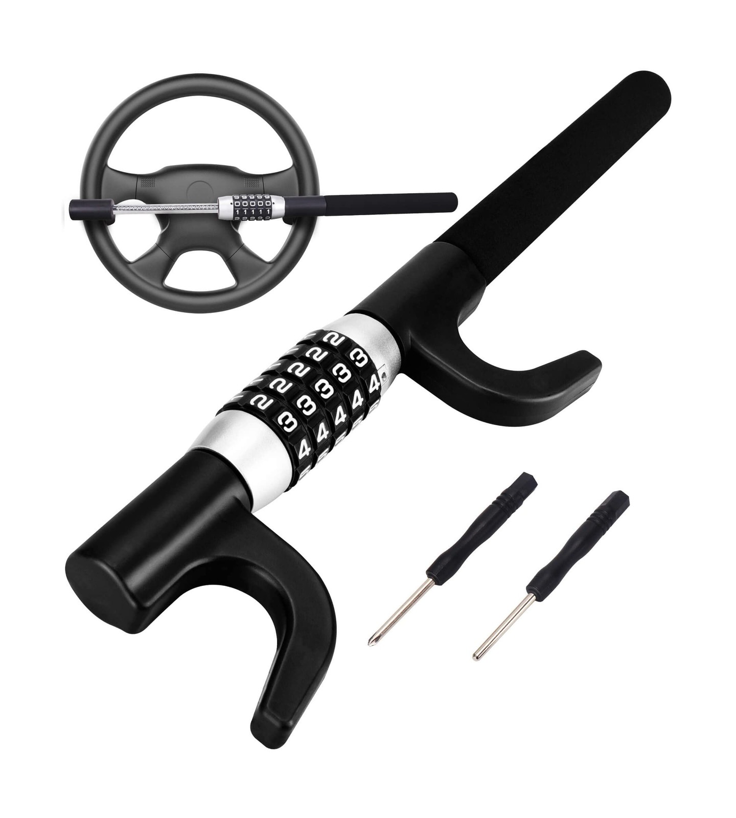 Tevlaphee Steering Wheel Lock, Car Lock Anti Theft Keyless Extendable Retract...