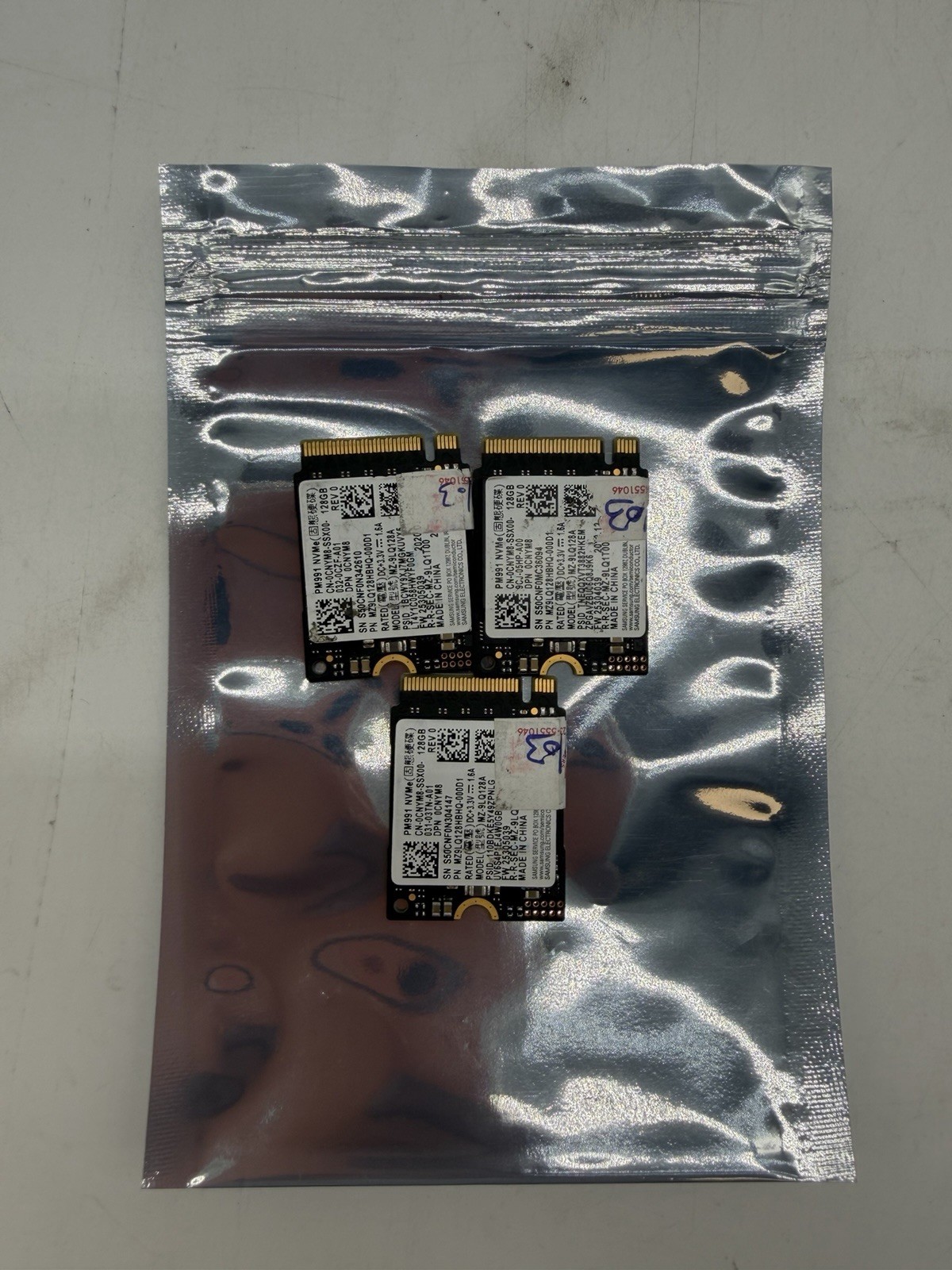 Lot of 3 - Samsung PM991 128GB M.2 NVMe Internal SSD (Original Pulled)