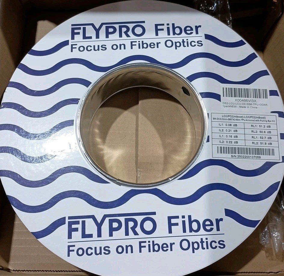 FLYPRO OS2-LCU-LCU-DX-50M-TPU Outdoor Armored Fiber Optic Cable 50M/164Ft