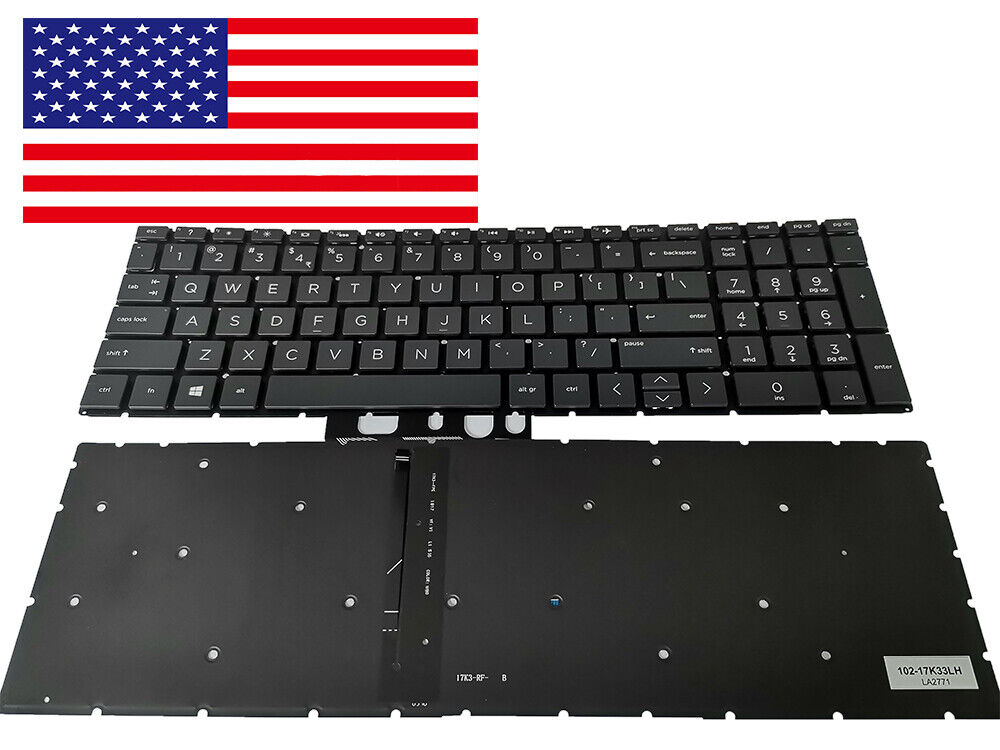 New HP 17-by4623dx 17-by4083st 17-by4063cl 17-by4031cl Backlit Keyboard Black
