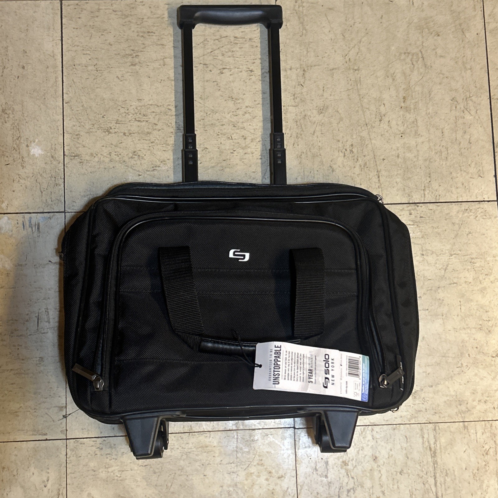 NWT Solo New York Bryant Rolling Laptop Case Black Fully Padded Compartments NEW