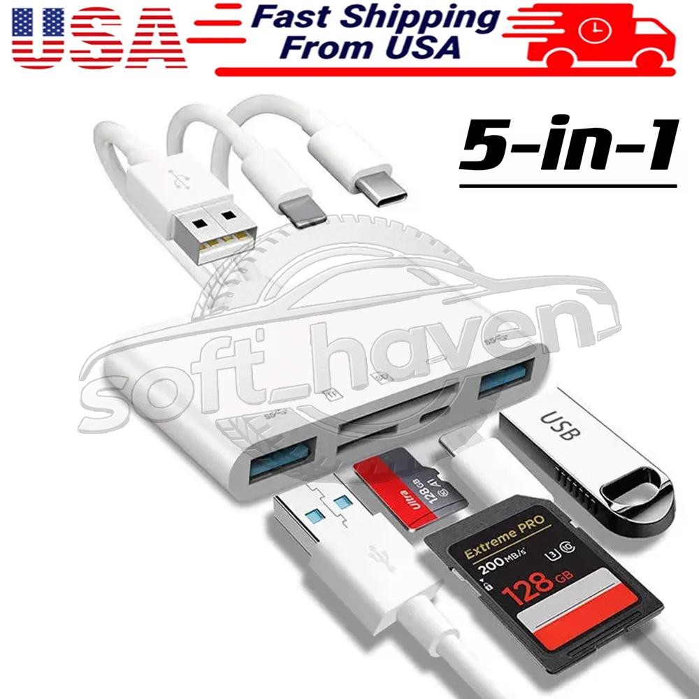 5 in 1 Memory Card Reader USB 3.0 OTG Adapter SD Card Reader For iPhone / iPad