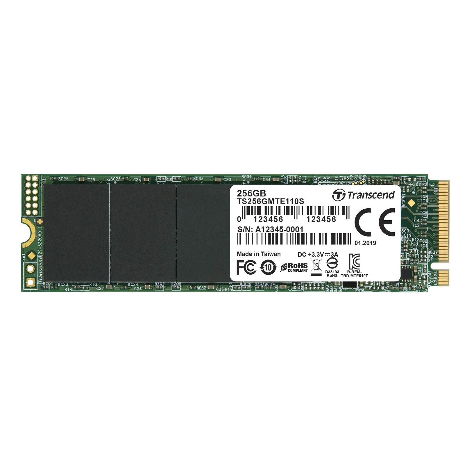 Transcend MTE110S 256 GB NVMe PCIe Gen3 x4 M.2 2280 Internal Solid State Drive (