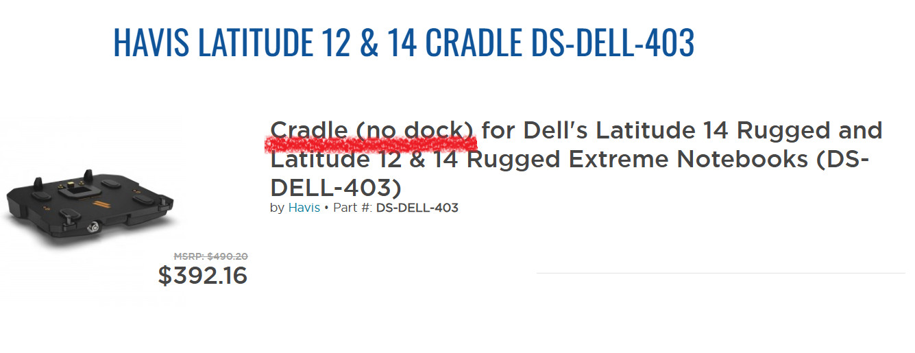 Havis DS-DELL-403 Dell Rugged Mobile Cradle (No Dock) | Dell Latitude 12" & 14"