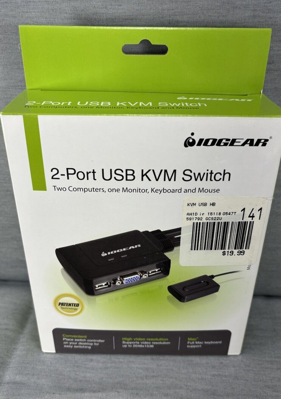 IOGEAR 2 Port USB KVM Switch Control Two Computers Monitor Keyboard Mouse GCS22U