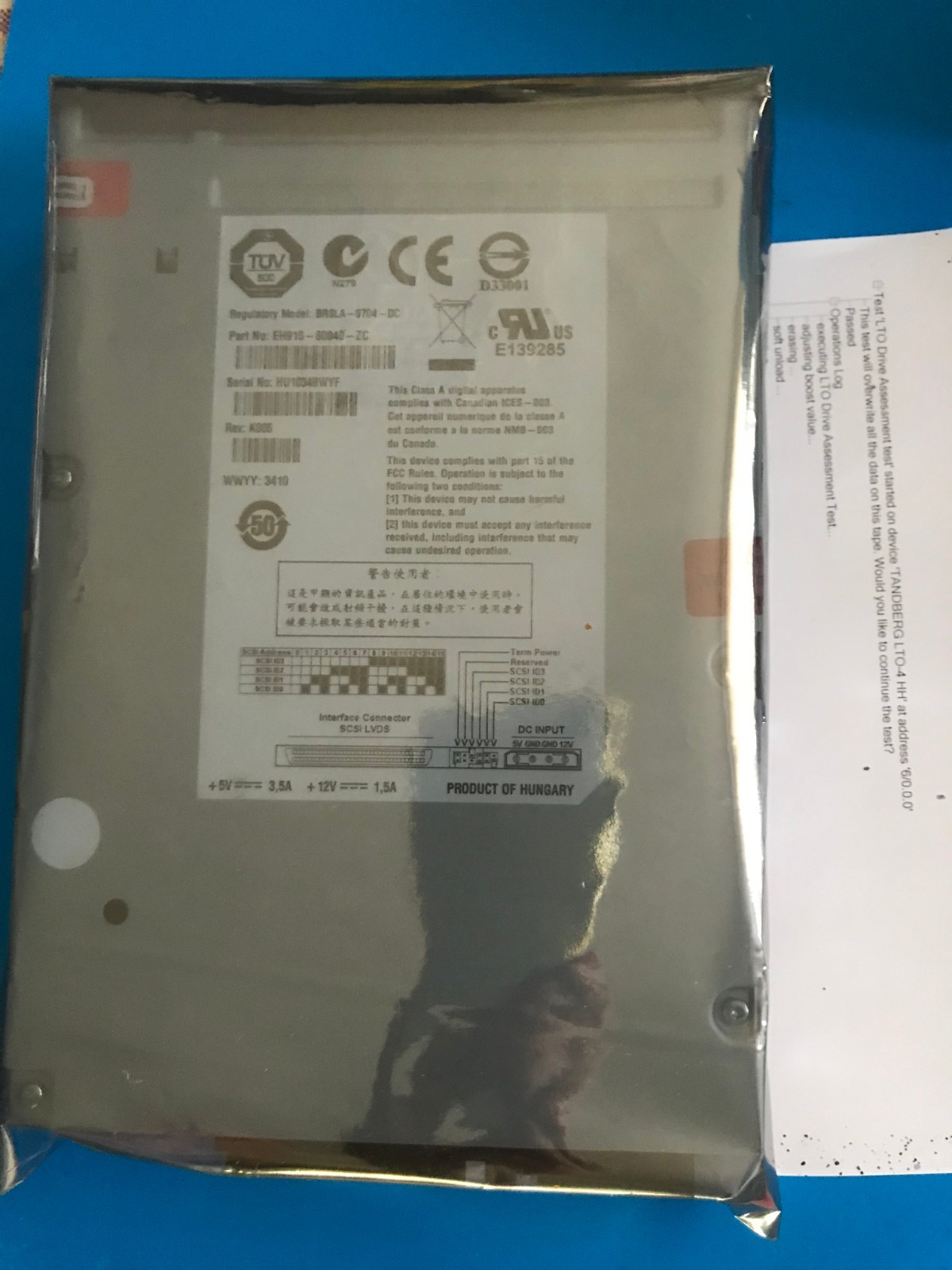 Tandberg 3501-LTO LTO4 HH LVD SCSI Tape Drive EH915-60040-ZC HP PN BRSLA-0704-DC