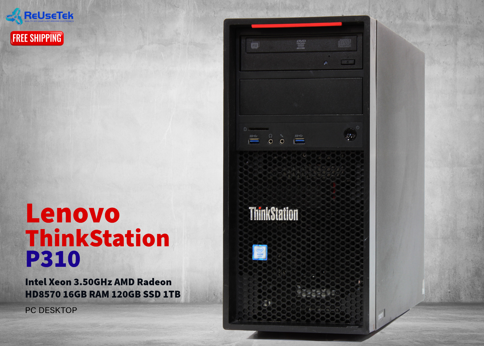 Lenovo ThinkStation P310 Intel Xeon 3.50GHz Radeon HD8570 16GB RAM 120GB SSD 1TB
