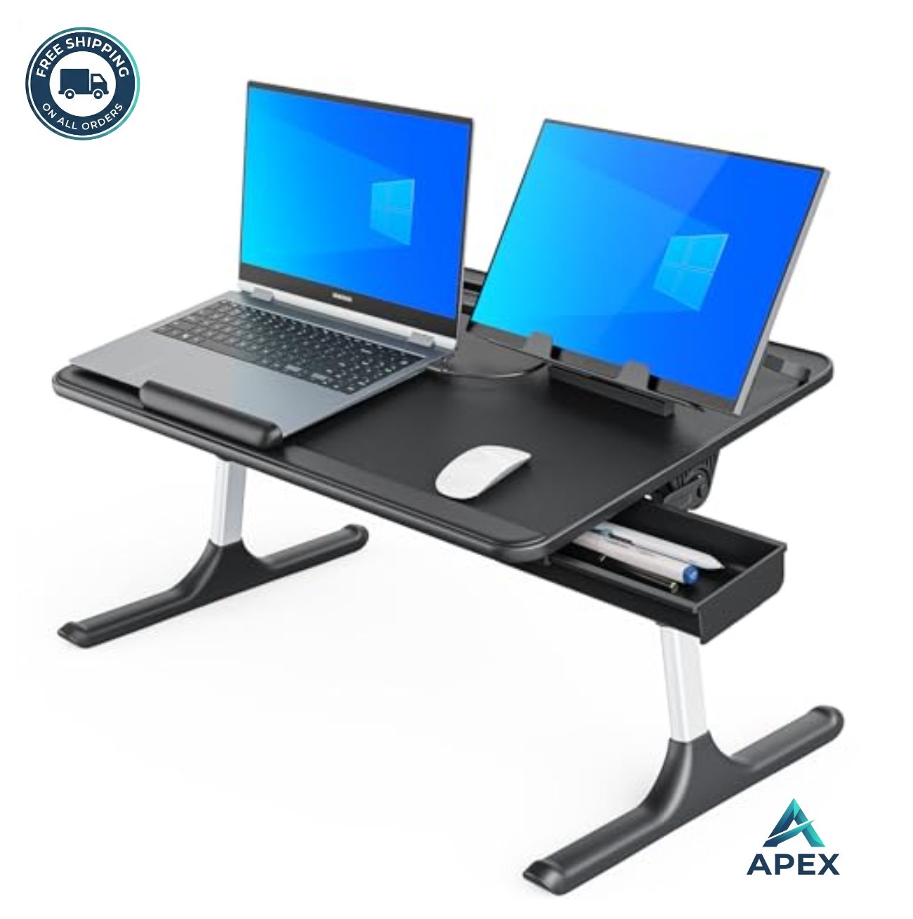 X-Large Lap Desk for Bed Foldable Laptop Table Adjustable Height Angle Reading