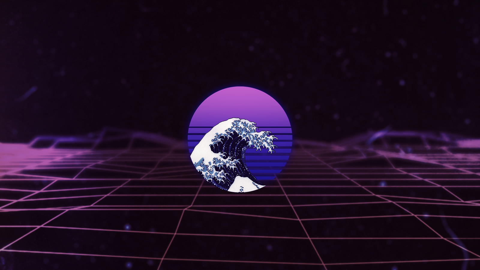 Landscape the great wave of kanagawa waves retrowave Custom Gaming Mat Desk