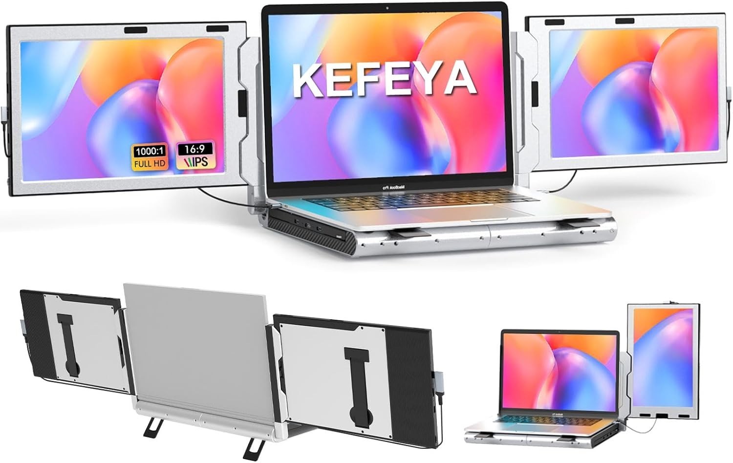 10" Triple Portable Monitor Plug & Play 1080P HD for 13-17.3" Laptops Win Mac Q2