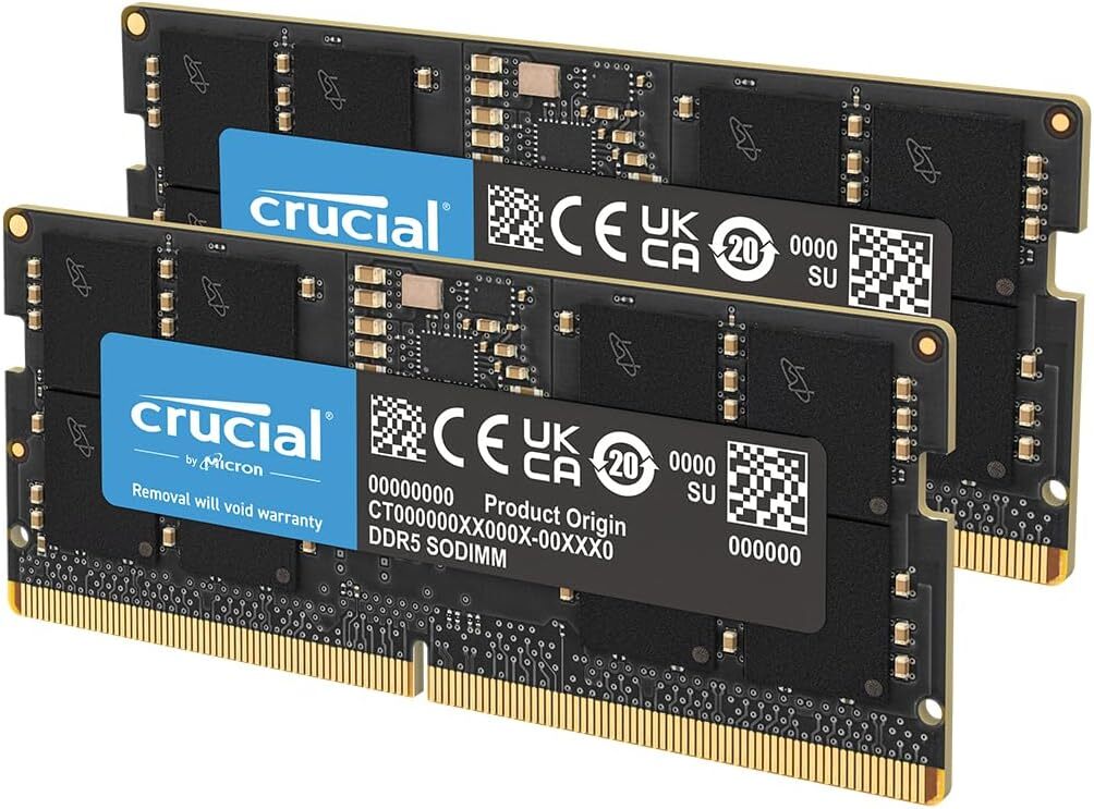 Crucial 64GB Kit (2x32GB) DDR5-5600 SODIMM Laptop Memory CT2K32G56C46S5